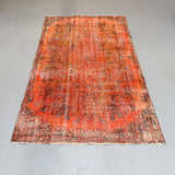 Over-Dyed Orange Turkish Rug - 4'8x8'