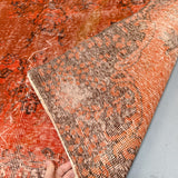 Over-Dyed Orange Turkish Rug - 4'8x8'