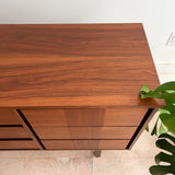 Mid Century Low Walnut 9 Drawer Dresser