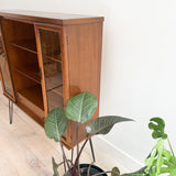Mid Century Walnut Curio with Open Shelving