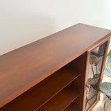 Mid Century Walnut Curio with Open Shelving