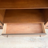 Mid Century Walnut Curio with Open Shelving