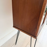 Mid Century Walnut Curio with Open Shelving