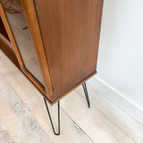 Mid Century Walnut Curio with Open Shelving