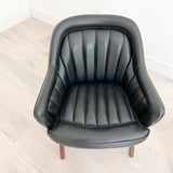 Pair of Black Naugahyde Mid Century Lounge Chairs