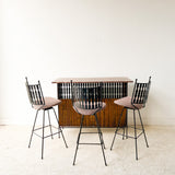 Arthur Umanoff Bar and 3 Bar Stools