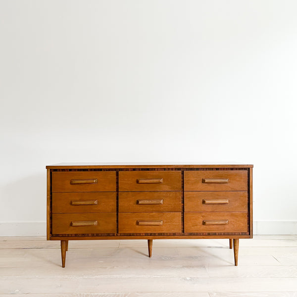 dresser 9 drawer modern dressers Bassett Walnut 9 Drawer Dresser w/ Rosewood Trim