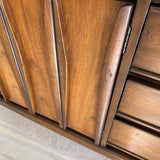 Mid Century Walnut Low Dresser w/ Sculpted Drawer Pulls