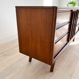 Mid Century Walnut Low Dresser w/ Sculpted Drawer Pulls