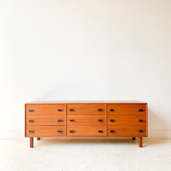 Vintage Teak Dresser with Leather Pulls Vintage Teak Dresser with Leather Pulls