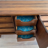 Mid Century Walnut Low Dresser w/ Sculpted Drawer Pulls