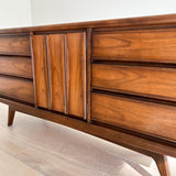 Mid Century Walnut Low Dresser w/ Sculpted Drawer Pulls