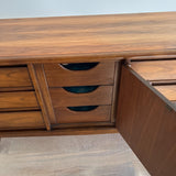 Mid Century Walnut Low Dresser w/ Sculpted Drawer Pulls