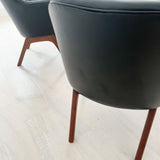 Pair of Black Naugahyde Mid Century Lounge Chairs