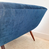 Mid Century Adrian Pearsall Wave Chaise w/ New Blue Upholstery
