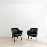 Pair of Black Naugahyde Mid Century Lounge Chairs