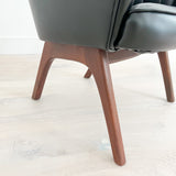 Pair of Black Naugahyde Mid Century Lounge Chairs