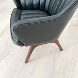 Pair of Black Naugahyde Mid Century Lounge Chairs