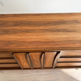 Mid Century Walnut Low Dresser w/ Sculpted Drawer Pulls