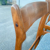 Set of 6 Danish Teak Dining Chairs w/ New Blue/Grey Upholstery