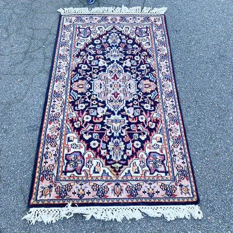 Blue Floral Hand Woven Rug
