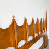 Mid Century Modern Sculpted Walnut Headboard - King Size