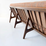 Mid Century Modern Sofa with New Orange/Grey Upholstery