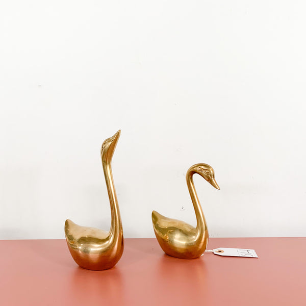 Pair of Vintage Brass Swans – Atomic Furnishing & Design