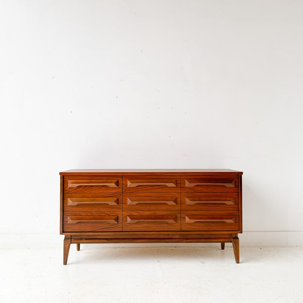 modern dresser drawer pulls Mid Century Modern Low Dresser with Sculpted Drawer Pulls – Atomic  Furnishing & Design