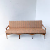 Mid Century Modern Sofa with New Orange/Grey Upholstery