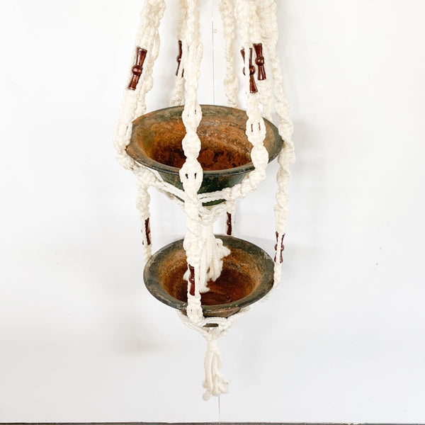 Vintage Double Macrame Plant Hanger