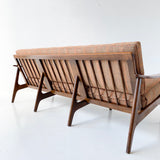 Mid Century Modern Sofa with New Orange/Grey Upholstery