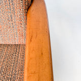 Mid Century Modern Sofa with New Orange/Grey Upholstery