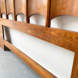 Mid Century Modern Sculpted Walnut Headboard - King Size