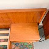 Mid Century Danish Teak King Size Platform Bed with Floating Nightstands
