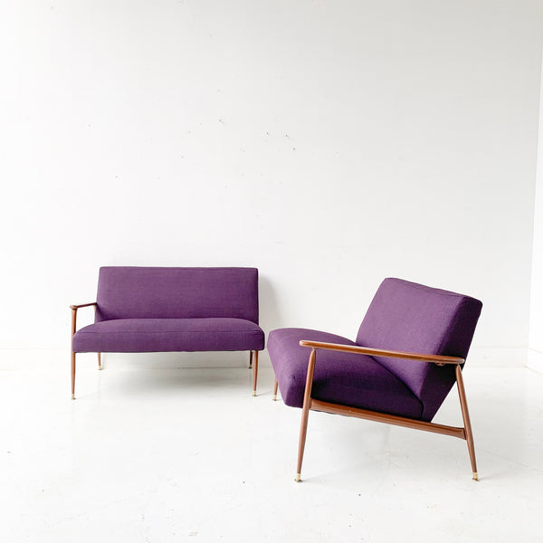 Mid Century Modern 2 Part Viko Baumritter Sofa with New Purple