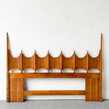 Mid Century Modern Sculpted Walnut Headboard - King Size