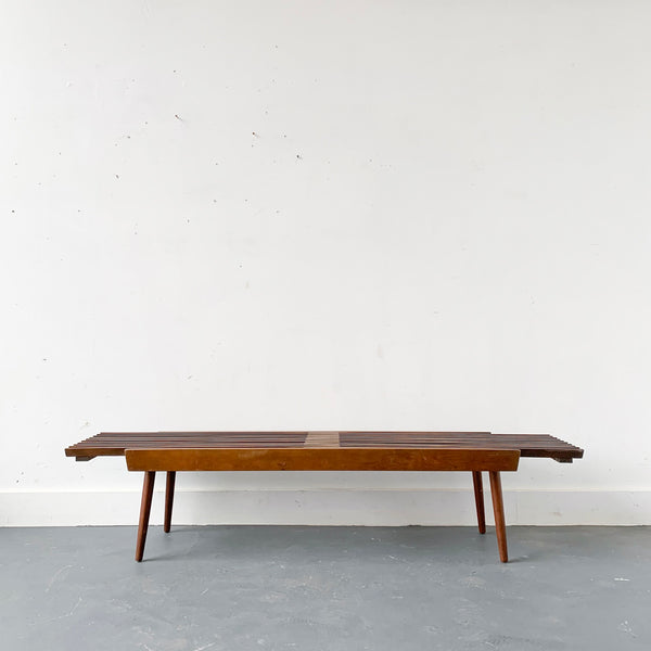 Mid Century Modern Expandable Slat Bench/Coffee Table