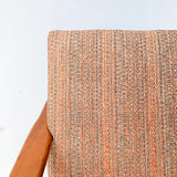 Mid Century Modern Sofa with New Orange/Grey Upholstery