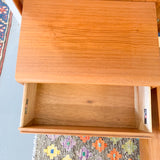 Mid Century Danish Teak King Size Platform Bed with Floating Nightstands