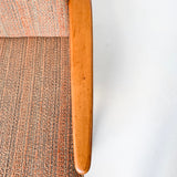 Mid Century Modern Sofa with New Orange/Grey Upholstery