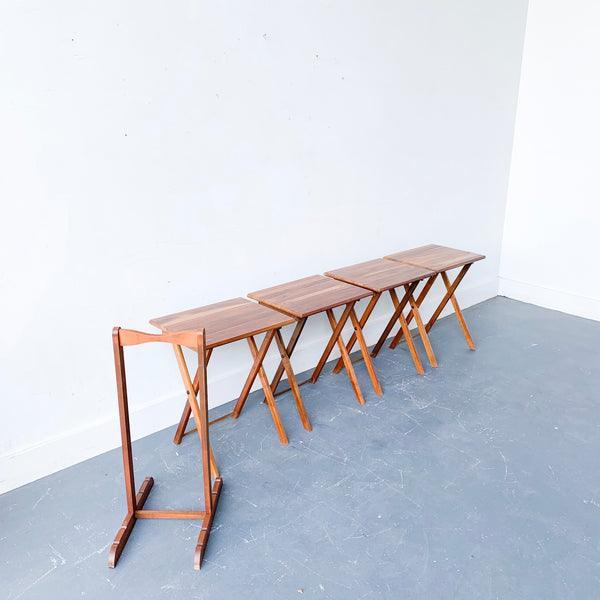 Mid Century Solid Walnut TV Trays