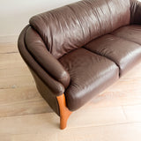 Vintage Leather Sofa w/ Teak Legs