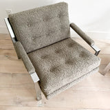 Pair of Cy Mann Lounge Chairs - New Shearling Upholstery