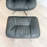 Plycraft Lounge Chair and Ottoman w/ Black Leather