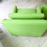 Mid Century Sofa + Chair - New Bright Green Upholstery