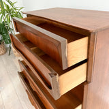 Sculpted Front Walnut Highboy Dresser