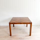 Mid Century Burlwood Parsons Dining Table w/ 1 Leaf