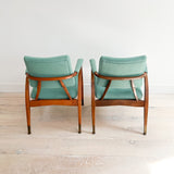 Pair of Reclining Occasional Chairs - Mint Green