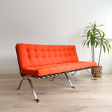 Heidelberg Sofa w/ New Tufted Orange Upholstery